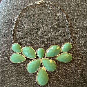 JANE STONE Mint Green & Silver Tone, Statement Necklace